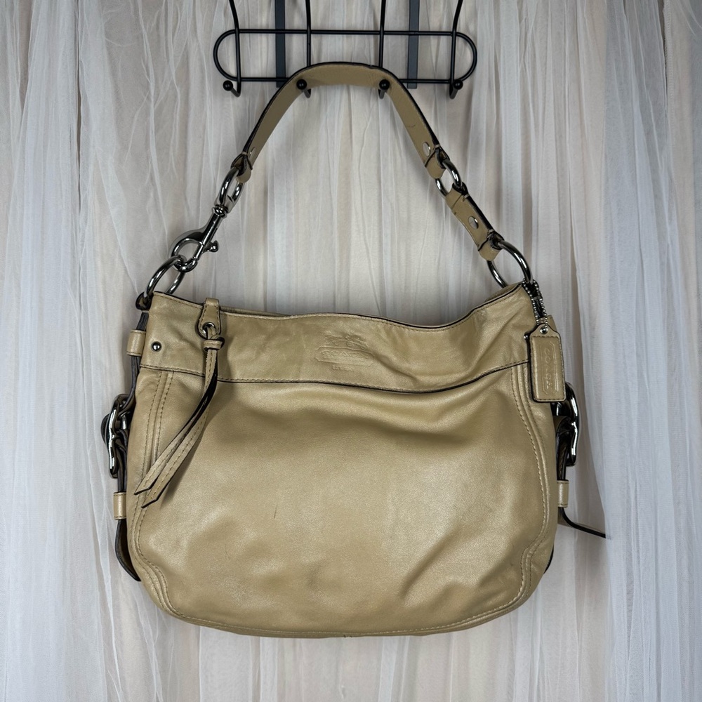 Coach Zoe Hobo Tan Leather Shoulder Bag